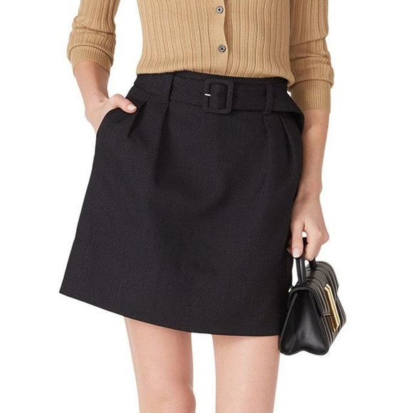 Club Monaco Dark Grey Belted Mini Skirt Size 8 RTR - Picture 1 of 9